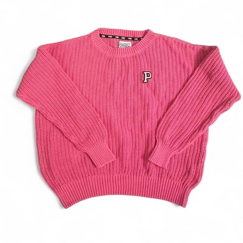 Y2K Pink Victoria's Secret PINK knit sweater with embroidered logo knitwear